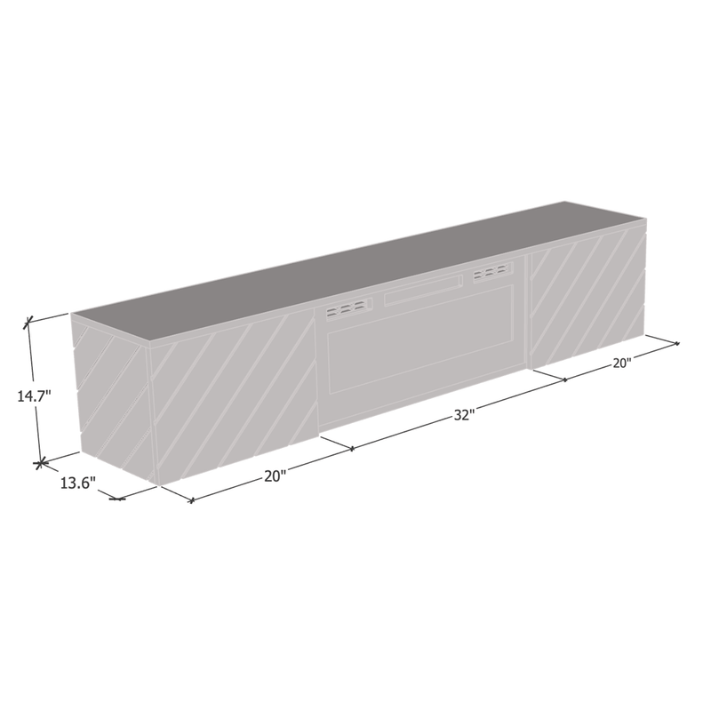 Luxe WH-EF Floating Fireplace TV Stand dimensions diagram