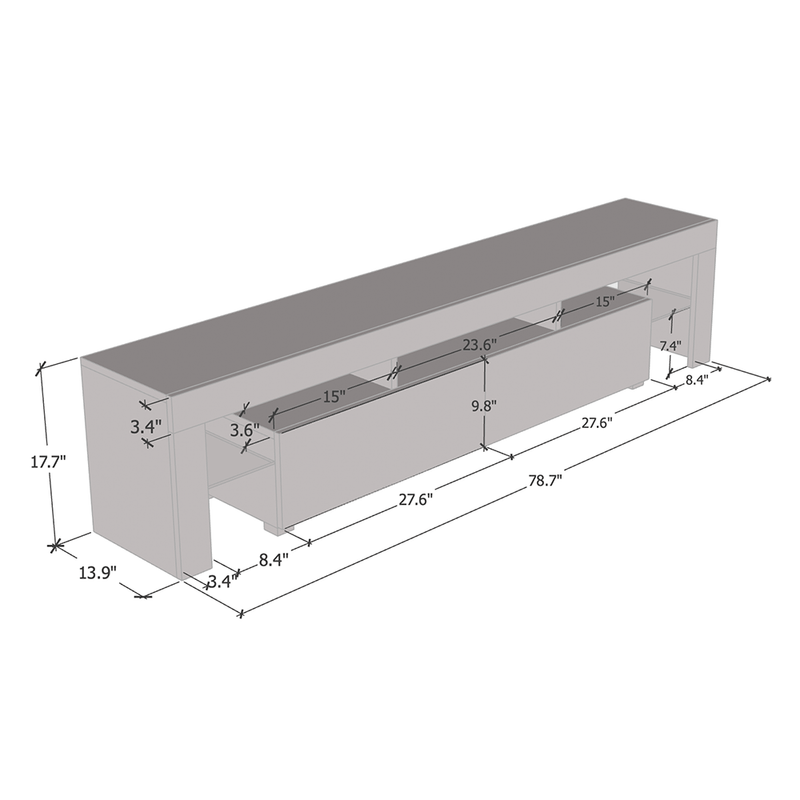 Milano 200 TV Stand dimensions diagram