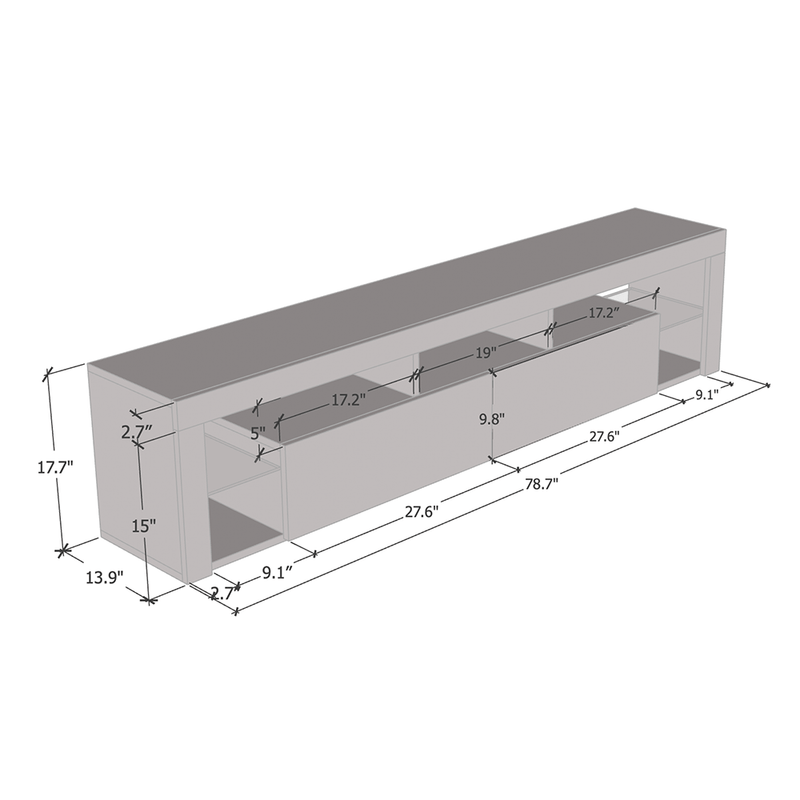 Milano 200 Floating TV Stand dimensions diagram