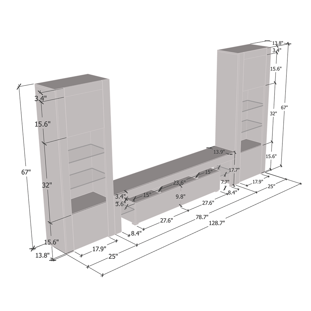 Milano Set 200-BK-BK Entertainment Center - Meble Furniture