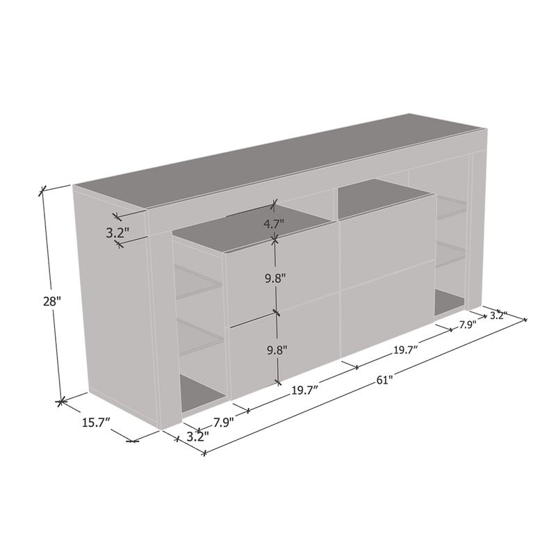 Minelli TV Stand dimensions diagram