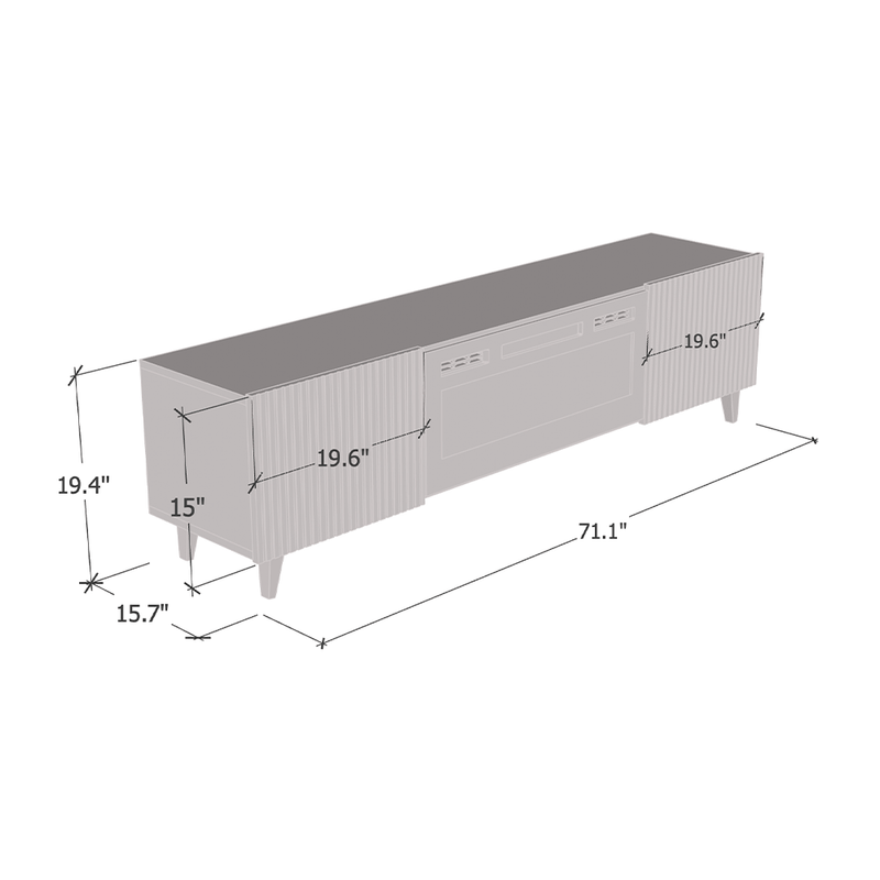 Pafos WH-EF Fireplace TV Stand dimensions diagram