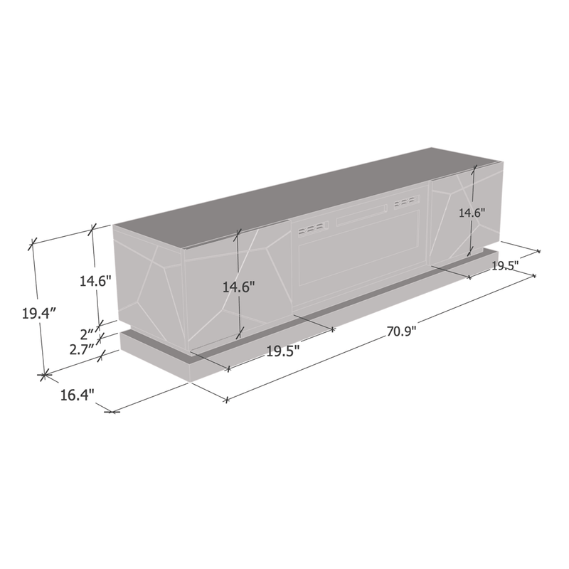 Shu BL-EF Fireplace TV Stand dimensions diagram