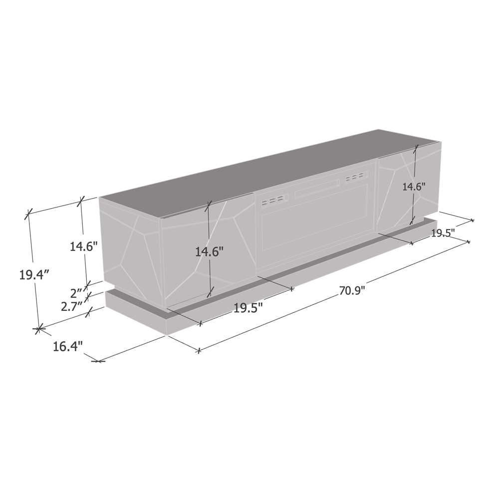 Shu WH-EF Electric Fireplace 71" TV Stand - Meble Furniture