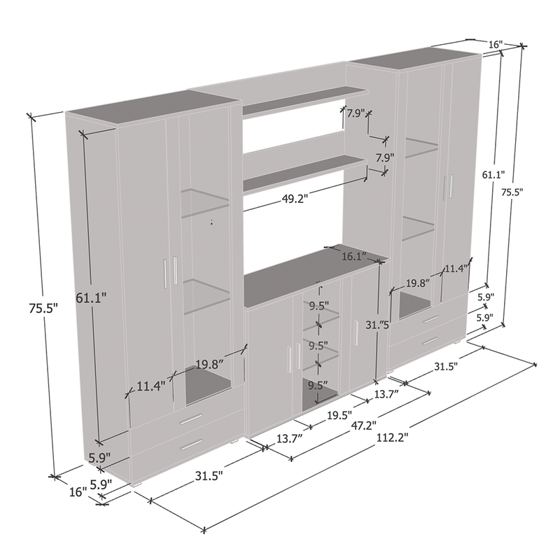 Soho 10 Entertainment Center dimensions diagram