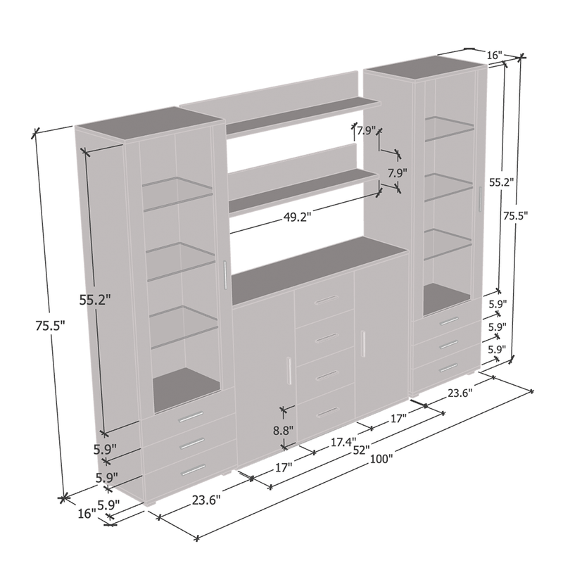 Soho 3 Entertainment Center dimensions diagram