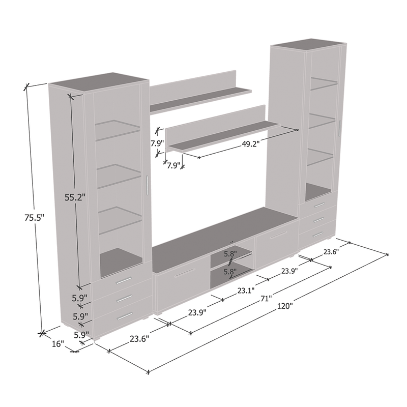 Soho 4 Entertainment Center dimensions diagram