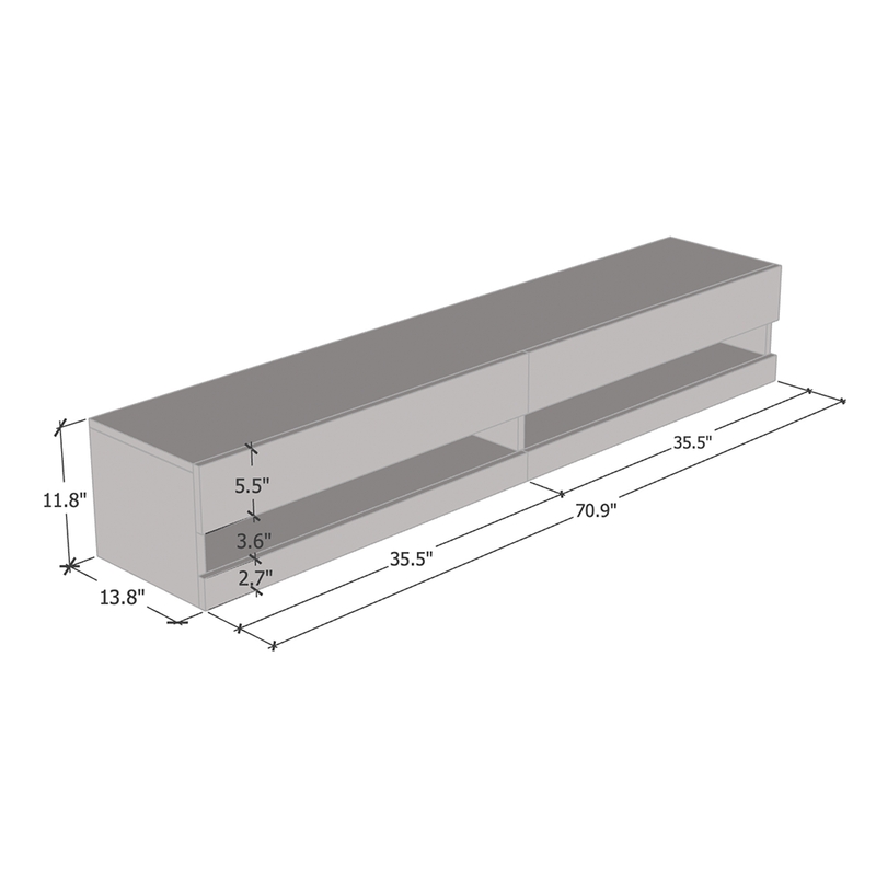 Vigo Floating TV Stand dimensions diagram