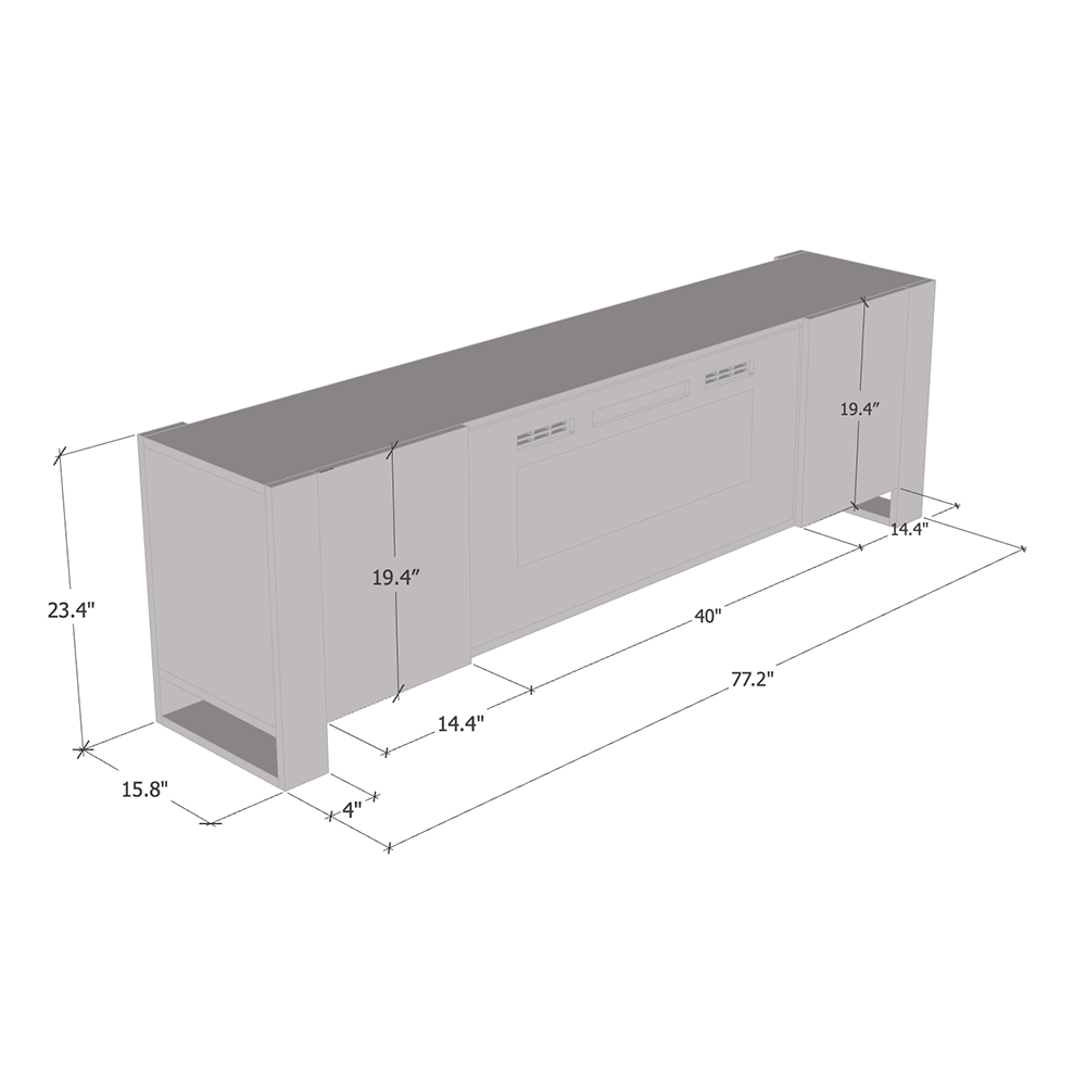Woody BL-EF Electric Fireplace 77" TV Stand - Meble Furniture