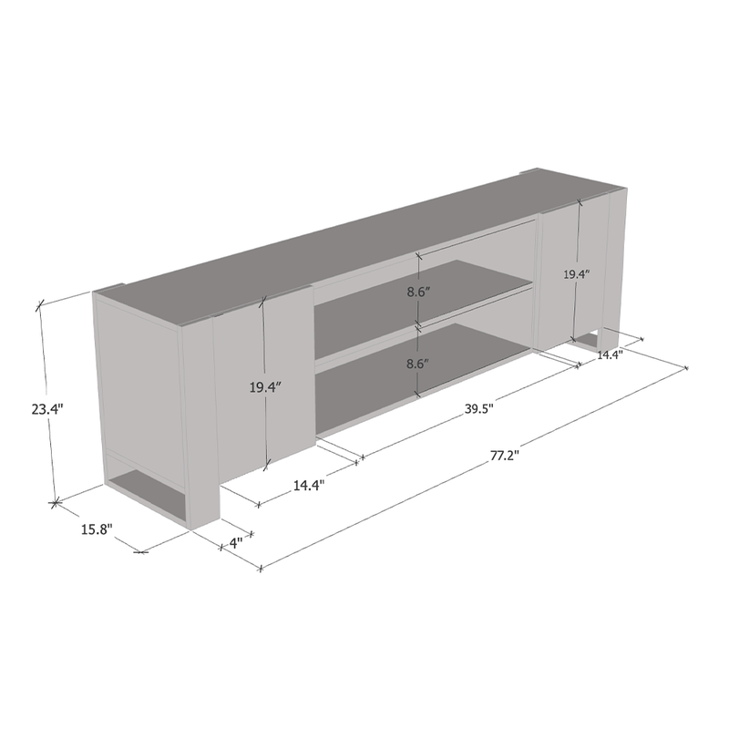 Woody EF TV Stand dimensions diagram
